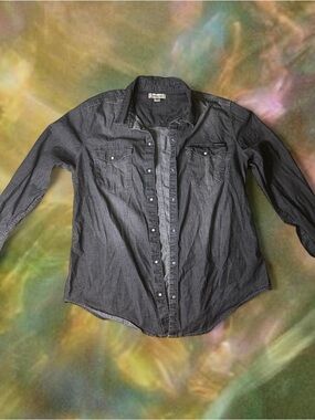 calvin klein jeans dark grey button up long sleeve